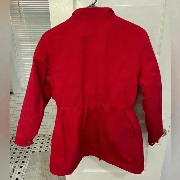 Lands End red puffer winter jacket with pockets & adjustable waist line size S - Picture 11 of 14